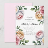 Invitation Blush and Ivory Rose Floral Engagement Party (Devant / Derrière)