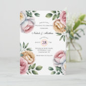 Invitation Blush and Ivory Rose Floral Wedding Celebration  (Debout devant)