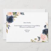 Invitation Blush and Navy Flowers will you be My Bridesmaid (Dos)