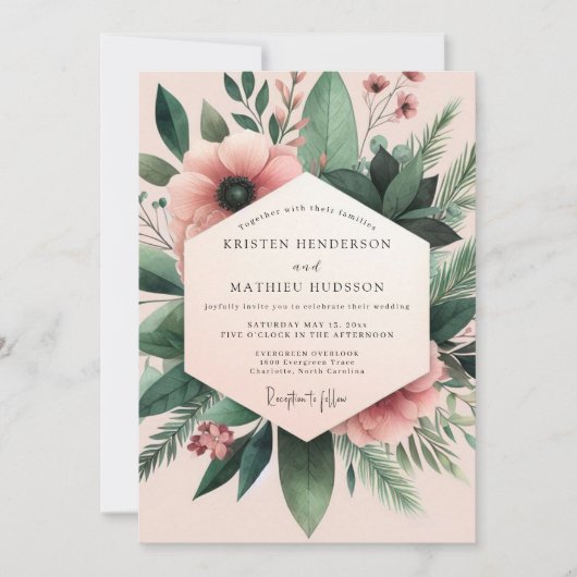 Invitation Blush Anemone Botanical Wedding (Devant)