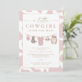 Invitation Blush Baby Clothesline Little Cowgirl Baby Shower (Debout devant)