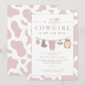 Invitation Blush Baby Clothesline Little Cowgirl Baby Shower (Devant / Derrière)