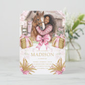 Invitation Blush Barn Horse Birthday Black Girl (Debout devant)