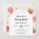 Invitation Blush Berry Premier Carré de fraises (Devant)