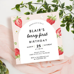 Invitation Blush Berry Premier Carré de fraises