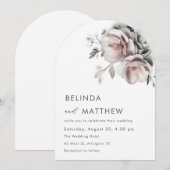 Invitation Blush Blanc 3D Roses Mariage Simple (Devant / Derrière)