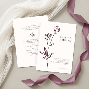 Invitation Blush Blanc & Mauve Poussiéreux   Combinaison de M