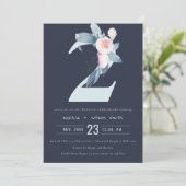 INVITATION BLUSH BLEU NAVY FLEURS 2ÈME ANNIVERSAIRE TOUTE ANN (Debout devant)