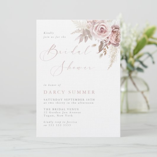 Invitation Blush Bloom Bridal Shower (Debout devant)