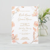 Invitation Blush & Blooms Aquarelle Floral & Mariage Or (Debout devant)
