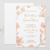 Invitation Blush & Blooms Aquarelle Floral & Mariage Or (Devant / Derrière)