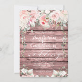Invitation Blush & Blooms Mariage Rose Wood Rustic Barque (Devant)