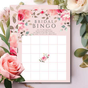 Invitation Blush Blossoms Fête des mariées Jeu de Bingo