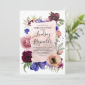 Invitation Blush Blue et Burgundy Floral Graduation Party (Debout devant)