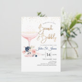Invitation Blush+Blue Flowers Brunch Bubbly Champagne rose