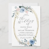 Invitation Blush Blue Light Beach Mariage Boho Tropical (Devant)