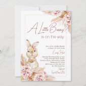 Invitation Blush Boho Baby shower Floral Bunny (Devant)