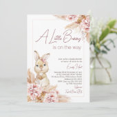 Invitation Blush Boho Baby shower Floral Bunny (Debout devant)