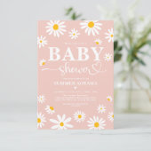 Invitation Blush Boho Daisy Fleurs Baby shower fille (Debout devant)