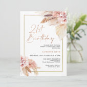 Invitation Blush Boho Pampas Grass 21ème anniversaire Invitat (Debout devant)