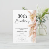 Invitation Blush Boho Pampas Grass 30e anniversaire Invitatio (Debout devant)