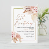 Invitation Blush Boho Pampas Herbe 21e anniversaire (Debout devant)
