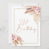 Invitation Blush Boho Pampas Herbe 21e anniversaire (Dos)