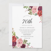 Invitation Blush & Bourgogne Floral 70e anniversaire Invitati (Devant)