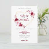 Invitation Blush Bourgogne Floral Moderne Géométrique Or Coeu (Debout devant)