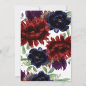 Invitation Blush Bourgogne Floral Moderne Mariage cadre or (Dos)