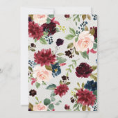 Invitation Blush Bourgogne Floral Rose Gold Accents Mariage (Dos)