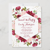 Invitation Blush Bourguignon Floral Moderne Sweet 16 (Devant)