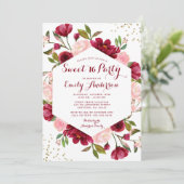 Invitation Blush Bourguignon Floral Moderne Sweet 16 (Debout devant)