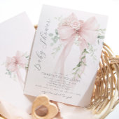 Invitation Blush Bow Baby girl Shower