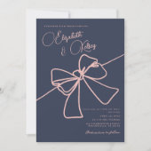 Invitation Blush Bow Élégance Chic Ardoise Bleue Mariage (Devant)