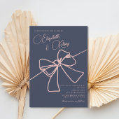 Invitation Blush Bow Élégance Chic Ardoise Bleue Mariage