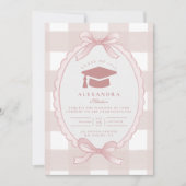 Invitation Blush Bow Élégant Diplômé (Devant)
