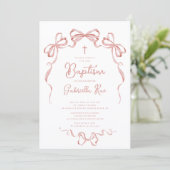 Invitation Blush Bow Girl Baptism (Debout devant)
