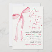 Invitation Blush & Bows Elle est sur le point de dire Oui Fêt (Devant)