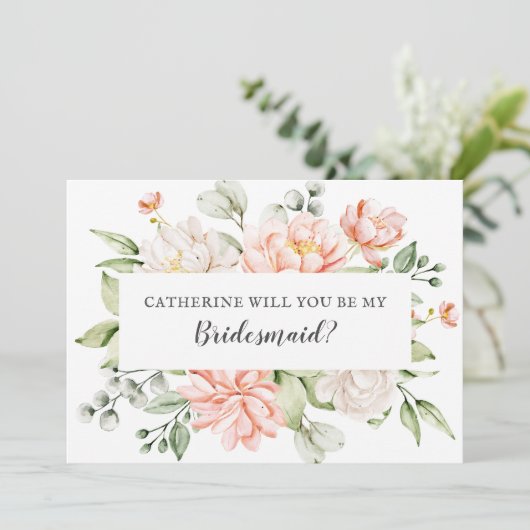 Invitation Blush Bride Best friend Will You Be My Bridesmaid (Debout devant)