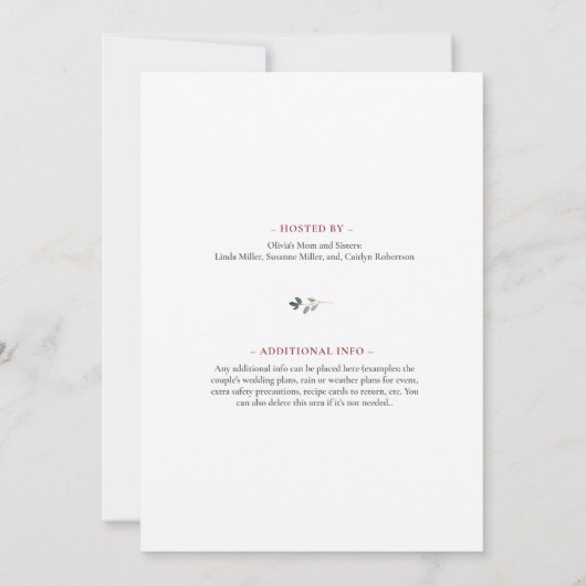 Invitation Blush Burgundy et Navy Drive By Fête de l'mariée (Dos)