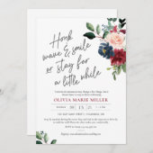 Invitation Blush Burgundy et Navy Drive By Fête de l'mariée (Devant / Derrière)