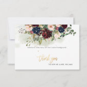 Invitation Blush Burgundy Marine Flowers Merci Faux Gold (Dos)
