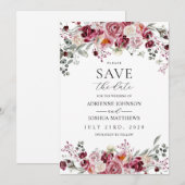 Invitation Blush & Burgundy Peony Roses Mariage Enregistrer L (Devant / Derrière)