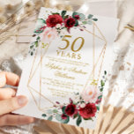 Invitation Blush & Burgundy Rose 50e anniversaire de Mariage<br><div class="desc">Marsala et fleurs roses rousses ornent un cadre doré fin. *** Veuillez saisir H035 dans la recherche de magasin pour trouver tous les articles correspondants *** Ou visitez notre collection de Roses rose et bordeaux. *** Ce design de haute qualité est facile à customiser pour correspondre à vos couleurs, styles...</div>