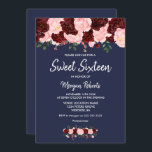 Invitation Blush Burgundy Rose Marine Bleu Sweet 16 Invitatio<br><div class="desc">Blush Burgundy Rose Navy Blue Sweet 16 Invitation Collection d'aquarelle florale rose et bordeaux,  Florales de vin et de rose,  Fleurs d'aquarelle peintes à la main rose et merlot</div>