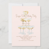 Invitation Blush Champagne Tower Surprise 50th Birthday Party (Devant)