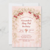 Invitation Blush Cherry Botanical Party 1st Birthday (Devant)