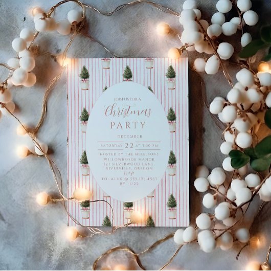 Invitation Blush Christmas Tree Stripe