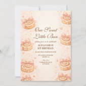 Invitation Blush Cinnamon Bow Little Bun 1st Birthday (Devant)